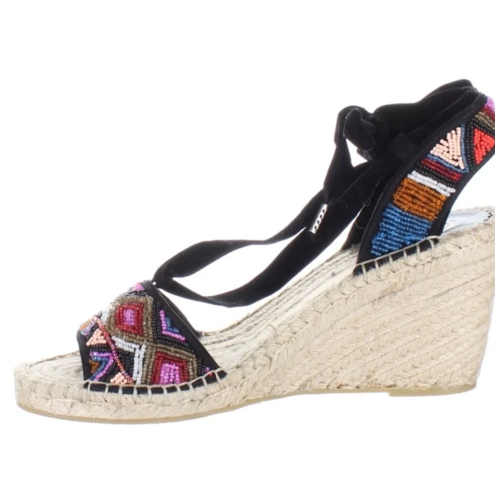 ASH PAOLA Multicolor Canvas Wedge Sandals!